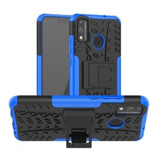 For Huawei Honor 9X Lite / Honor 8X Tire Texture Shockproof TPU + PC Protective Case with Holder(Blue)