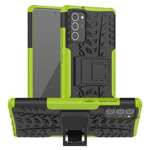 For Samsung Galaxy Note20 Tire Texture Shockproof TPU + PC Protective Case with Holder(Green)