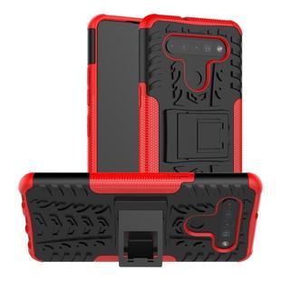 For LG K41S / K51S Tire Texture Shockproof TPU + PC Protective Case with Holder(Red)
