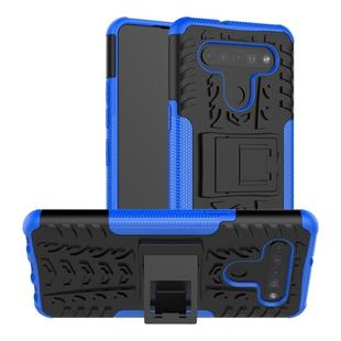 For LG K41S / K51S Tire Texture Shockproof TPU + PC Protective Case with Holder(Blue)