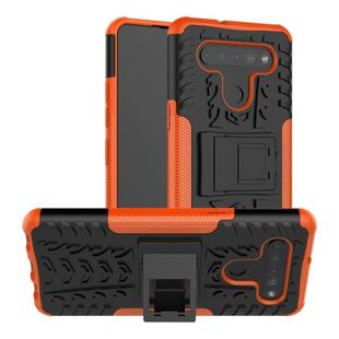 For LG K41S / K51S Tire Texture Shockproof TPU + PC Protective Case with Holder(Orange)