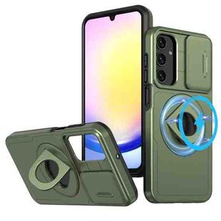 For Samsung Galaxy A24 Camshield MagSafe Ring Holder Armor Phone Case(Olive Green)