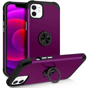 For iPhone 12 / 12 Pro L2 Rotating Ring Holder Magnetic Phone Case(Dark Purple)