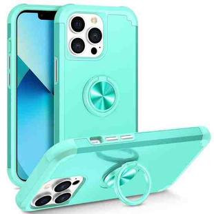 For iPhone 13 Pro Max L2 Rotating Ring Holder Magnetic Phone Case(Mint Green)