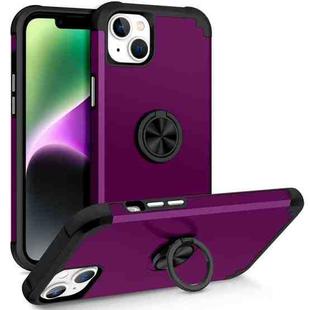 For iPhone 14 L2 Rotating Ring Holder Magnetic Phone Case(Dark Purple)