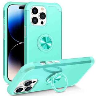 For iPhone 14 Pro L2 Rotating Ring Holder Magnetic Phone Case(Mint Green)