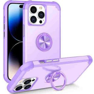 For iPhone 14 Pro Max L2 Rotating Ring Holder Magnetic Phone Case(Light Purple)