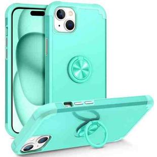For iPhone 15 L2 Rotating Ring Holder Magnetic Phone Case(Mint Green)