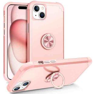 For iPhone 15 L2 Rotating Ring Holder Magnetic Phone Case(Rose Gold)