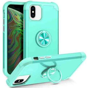 For iPhone X / XS L2 Rotating Ring Holder Magnetic Phone Case(Mint Green)