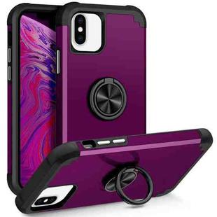 For iPhone X / XS L2 Rotating Ring Holder Magnetic Phone Case(Dark Purple)