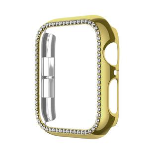 For Apple Watch Series 9 / 8 / 7 41mm Plating Row Diamond Hollow PC Watch Case(Gold)