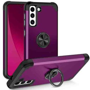 For Samsung Galaxy S21 5G L2 Rotating Ring Holder Magnetic Phone Case(Dark Purple)