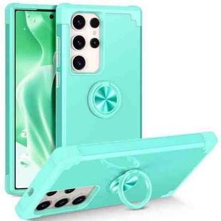 For Samsung Galaxy S22 Ultra 5G L2 Rotating Ring Holder Magnetic Phone Case(Mint Green)