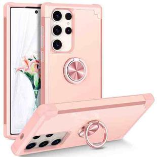 For Samsung Galaxy S22 Ultra 5G L2 Rotating Ring Holder Magnetic Phone Case(Rose Gold)