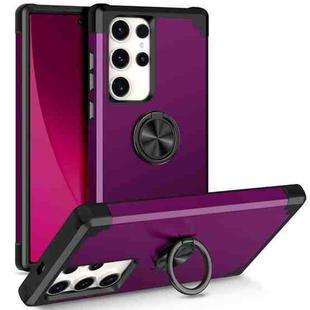 For Samsung Galaxy S22 Ultra 5G L2 Rotating Ring Holder Magnetic Phone Case(Dark Purple)