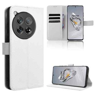 For OnePlus 12 Diamond Texture Leather Phone Case(White)