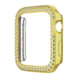 For Apple Watch Series 9 / 8 / 7 41mm Plating Dual-Row Diamond Hollow PC Watch Case(Gold)