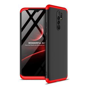 For Xiaomi Redmi 9 GKK Three Stage Splicing Full Coverage PC Protective Case(Black Red)