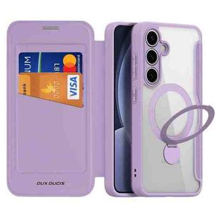 For Samsung Galaxy S25 5G DUX DUCIS Skin X Pro Series Magsafe Ring Holder Leather Phone Case(Purple)