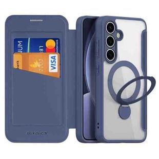 For Samsung Galaxy S25+ 5G DUX DUCIS Skin X Pro Series Magsafe Ring Holder Leather Phone Case(Blue)