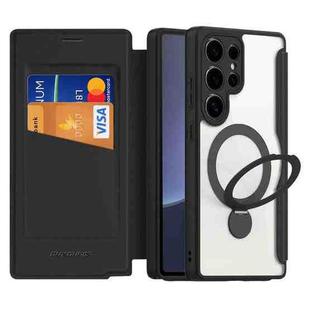 For Samsung Galaxy S25 Ultra 5G DUX DUCIS Skin X Pro Series Magsafe Ring Holder Leather Phone Case(Black)