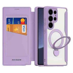 For Samsung Galaxy S25 Ultra 5G DUX DUCIS Skin X Pro Series Magsafe Ring Holder Leather Phone Case(Purple)