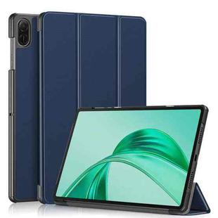 For Honor Pad X8a Custer Pure Color 3-Fold Leather Tablet Case(Dark Blue)
