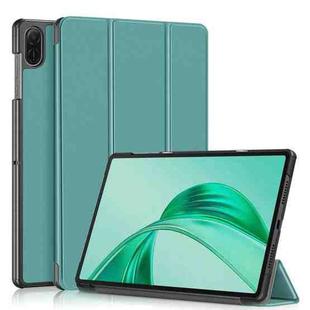 For Honor Pad X8a Custer Pure Color 3-Fold Leather Tablet Case(Deep Green)