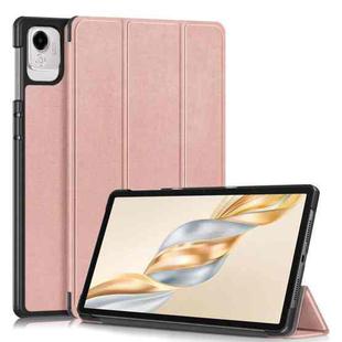 For Honor Pad X9a / X9 Pro Custer Pure Color 3-Fold Leather Tablet Case(Rose Gold)