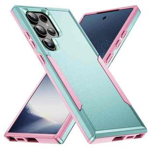 For Samsung Galaxy S24 Ultra 5G Pioneer Armor Heavy Duty PC + TPU Phone Case(Green+Pink)