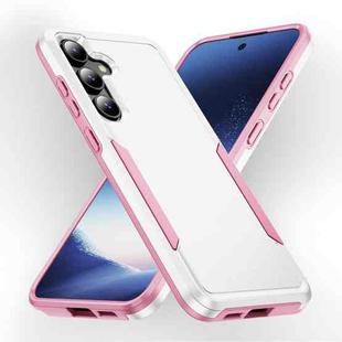 For Samsung Galaxy S24 5G Pioneer Armor Heavy Duty PC + TPU Phone Case(White+Pink)