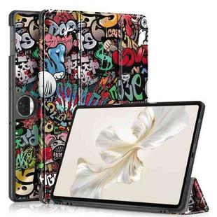 For Honor Pad 9 Custer Painted 3-Fold Leather Tablet Case(Graffiti)