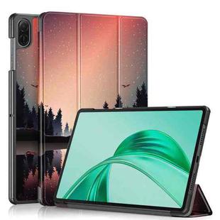 For Honor Pad X8a Custer Painted 3-Fold Leather Tablet Case(Sunset)