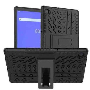 For Lenovo Tab M10 Plus TB-X606F Tire Texture Shockproof TPU+PC Protective Case with Holder(Black)