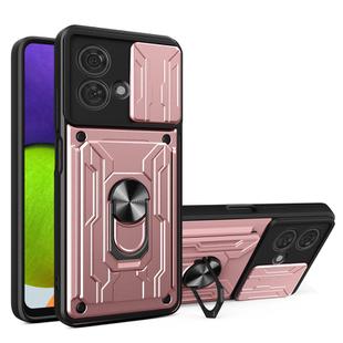 For Motorola Edge 40 Neo 5G Sliding Camshield TPU+PC Phone Case with Card Slot(Rose Gold)