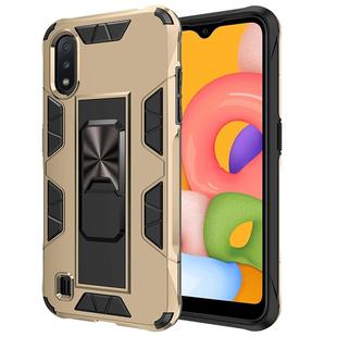 For Samsung Galaxy A01 Soldier Armor Shockproof TPU + PC Magnetic Protective Case with Holder(Gold)