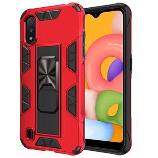For Samsung Galaxy A01 Soldier Armor Shockproof TPU + PC Magnetic Protective Case with Holder(Red)