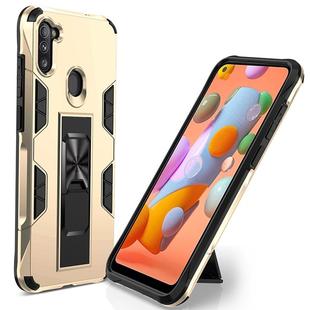 For Samsung Galaxy A11 EU Version / M11 EU Version Soldier Armor Shockproof TPU + PC Magnetic Protective Case with Holder(Gold)