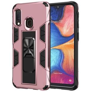 For Samsung Galaxy A20e Soldier Armor Shockproof TPU + PC Magnetic Protective Case with Holder(Rose Gold)