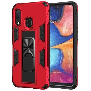 For Samsung Galaxy A20e Soldier Armor Shockproof TPU + PC Magnetic Protective Case with Holder(Red)