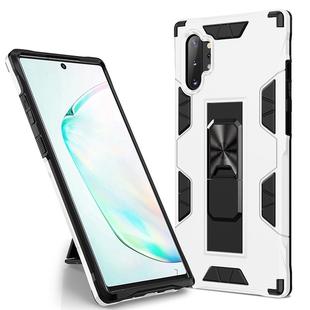 For Samsung Galaxy Note10+ Soldier Armor Shockproof TPU + PC Magnetic Protective Case with Holder(White)