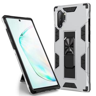 For Samsung Galaxy Note10+ Soldier Armor Shockproof TPU + PC Magnetic Protective Case with Holder(Silver)