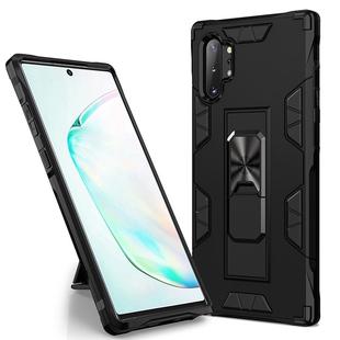 For Samsung Galaxy Note10+ Soldier Armor Shockproof TPU + PC Magnetic Protective Case with Holder(Black)
