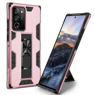 For Samsung Galaxy Note20 Ultra Soldier Armor Shockproof TPU + PC Magnetic Protective Case with Holder(Rose Gold)