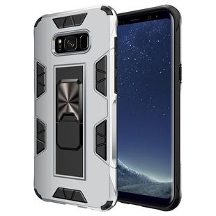 For Samsung Galaxy S8+ Soldier Armor Shockproof TPU + PC Magnetic Protective Case with Holder(Silver)