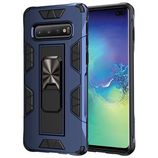 For Samsung Galaxy S10 Soldier Armor Shockproof TPU + PC Magnetic Protective Case with Holder(Blue)