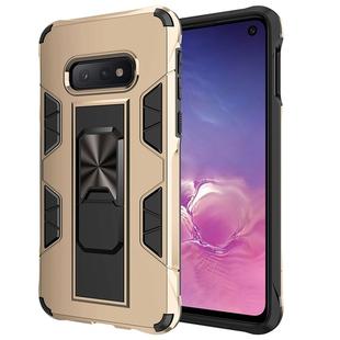 For Samsung Galaxy S10e Soldier Armor Shockproof TPU + PC Magnetic Protective Case with Holder(Gold)