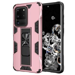 For Samsung Galaxy S20 Ultra Soldier Armor Shockproof TPU + PC Magnetic Protective Case with Holder(Rose Gold)