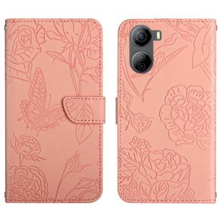 For ZTE Libero 5G IV Skin Feel Butterfly Peony Embossed Leather Phone Case(Pink)